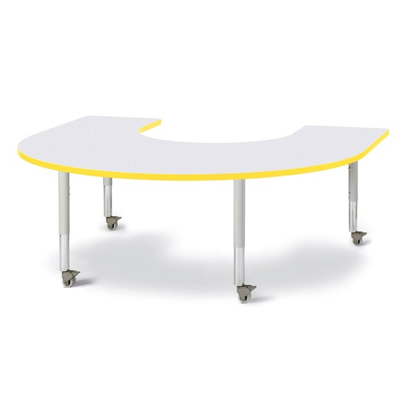 Jonti-Craft Berries Horseshoe Activity Table, 66 in. x 60 in., Mobile, Freckled Gray/Yellow/Gray 6445JCM007 - main